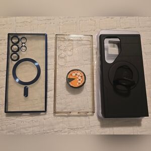 Samsung Galaxy 24 Ultra Set of Three Phone Cases - Blue, Clear, Black